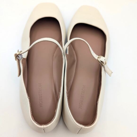 Nordstrom Jersey Leather Formal Ballet Flats Shoes Ivory Size US7M EU38 - Picture 11 of 11